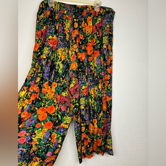 Adrian Jordan Vintage Floral Colorful Wide Leg Pants - Picture 7 of 13
